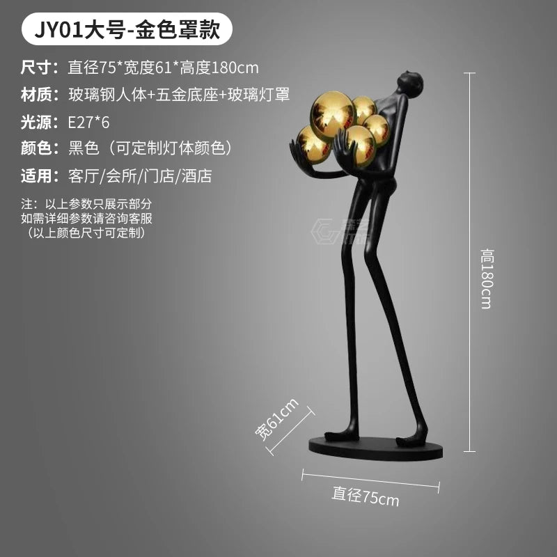 Humanoid Art Sculpture Fall Floor Lamp Living Room Light Luxury Design Sense Modern Creative Modeling Floor Lamp