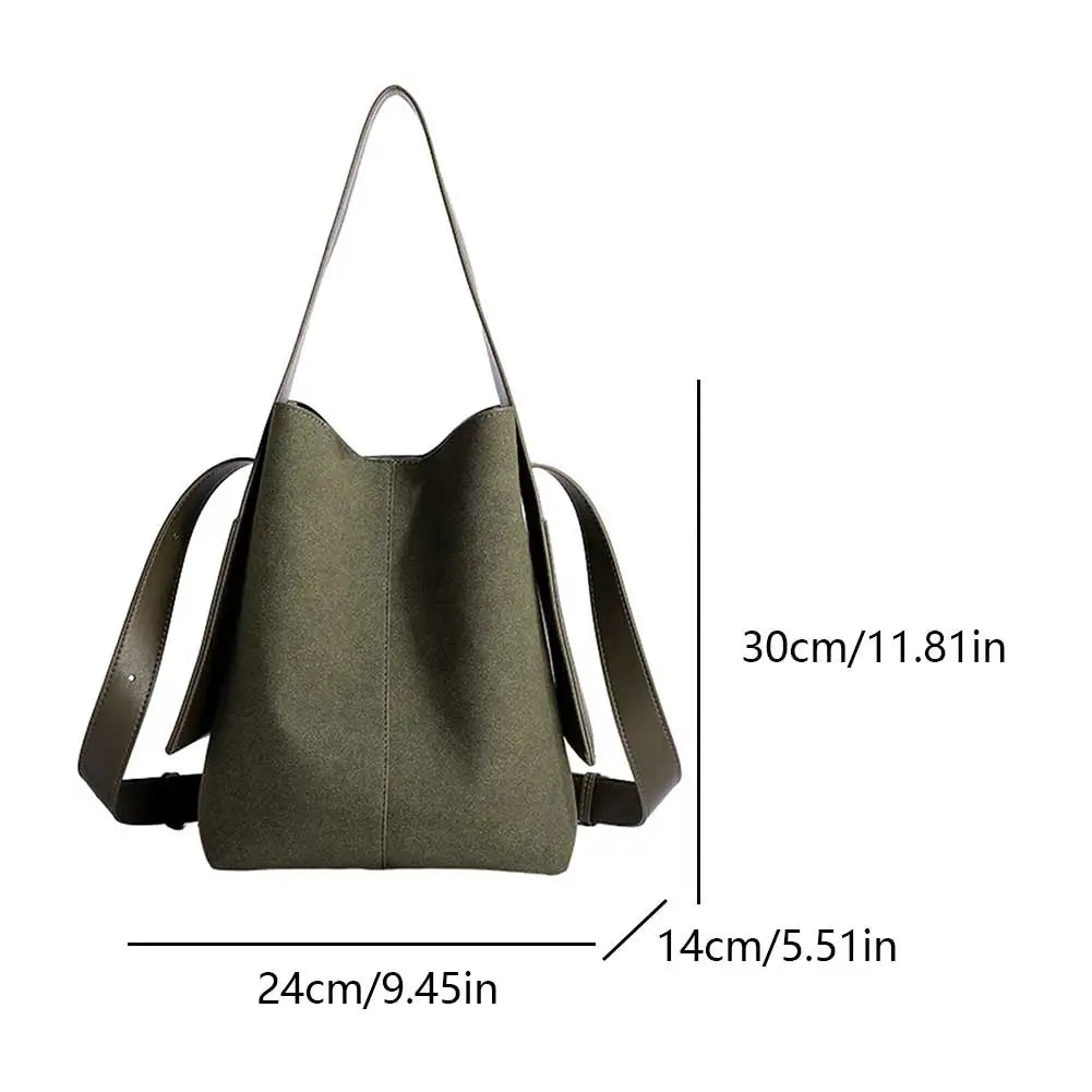 Bucket Bag for Women Men Adjustable Strap Crossbody Bag Suede Solid Color Large Tote Bag Trendy Handbag Work Travel Bag