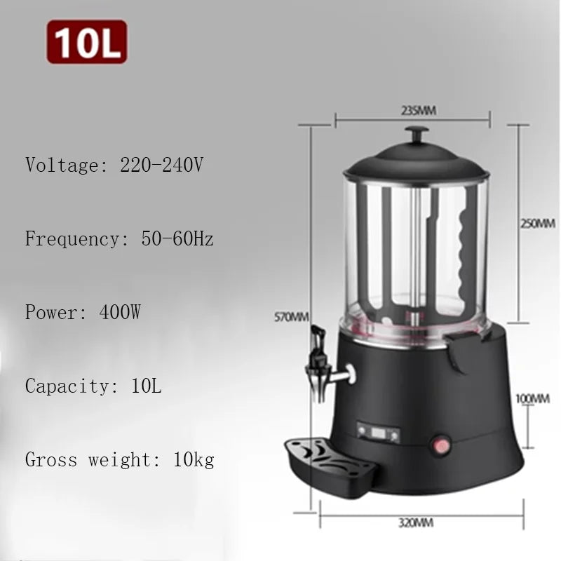 110V 220V Commercial Hot Chocolate Machine 10L Hot Drink Chocolate Dispenser Milk Tea Soy Bean Coffee Wine Dispenser