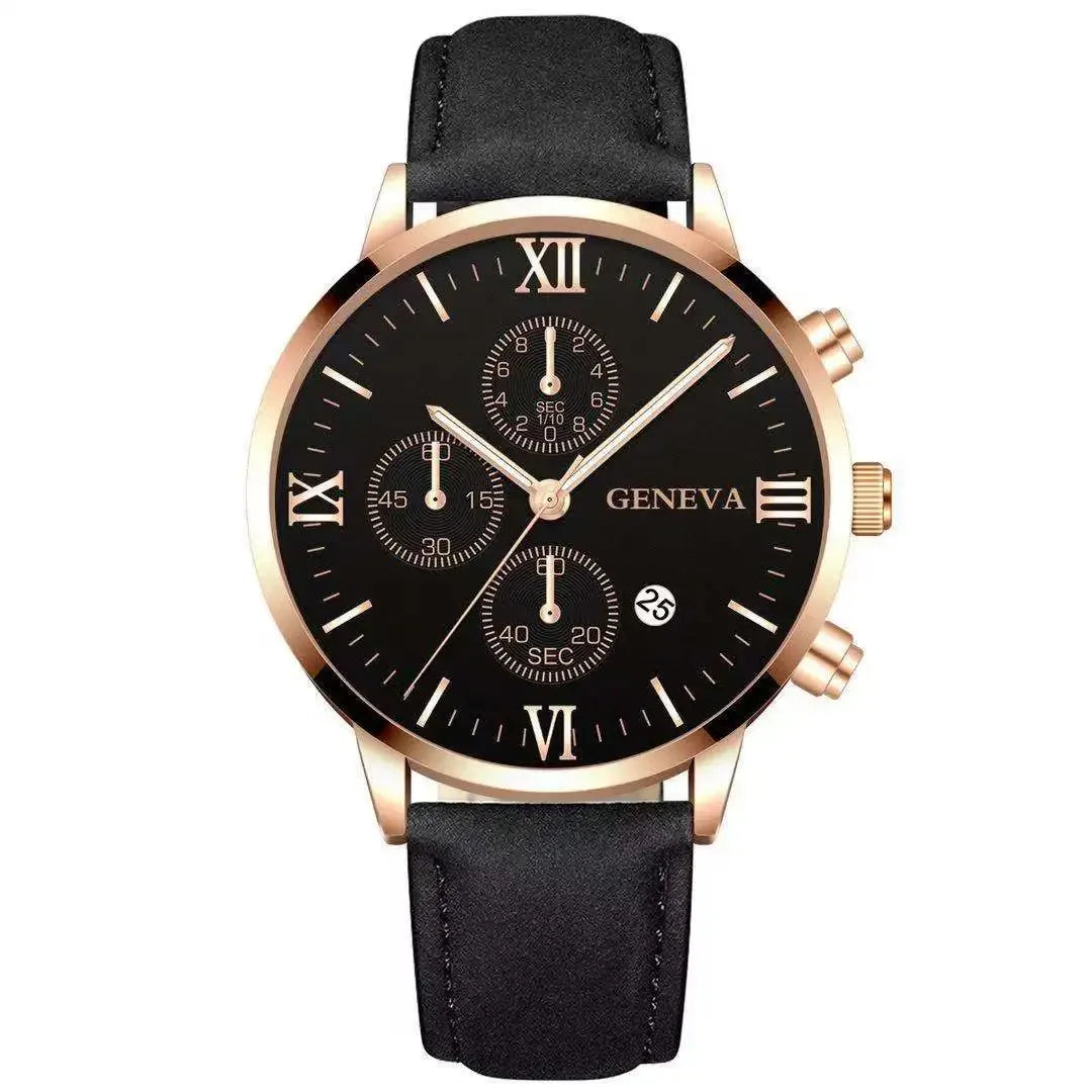 1PC Black Quartz Watch Men Roman Dial Watch Fashion Round Date Quartz Watch for Sports Relogios Masculino Relojes Para Hombres
