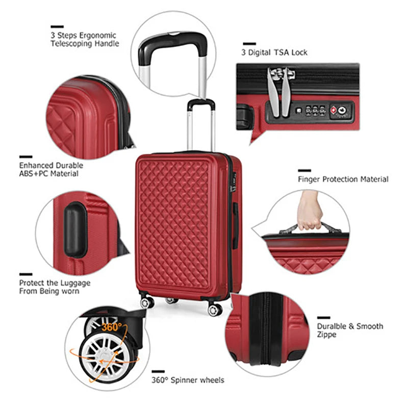 20/24 Inch One-piece Suitcase Red Mute Universal Wheel Luggage Case Business Suitcase Equipaje Luggage Travel Bag with Wheels