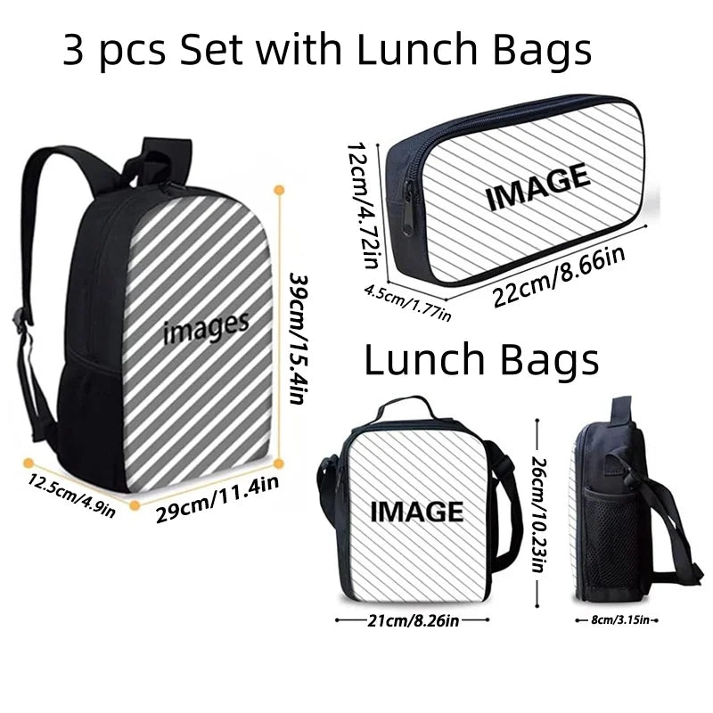 Cartoon C-CR7 Football-Stars Child School Backpack With Lunch Bags Pencil Bags School Bags for Boys Girls Best Gift