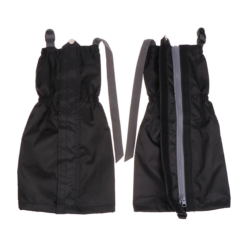 1Pair Black Leg Protection Gaiters With Zipper Adjustable Waterproof Snow Boot Gaiters Leg Guards For Hunting Climbing Keep Warm