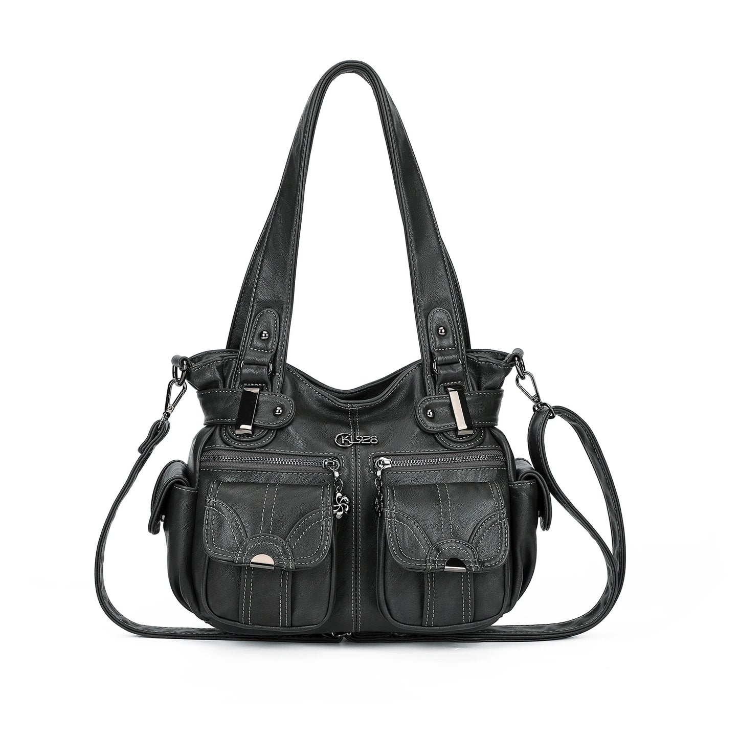 KL928 Purses for Women Small Hobo Shoulder Bags Soft Vegan Leather Handbags Multi Pockets Tote Bag