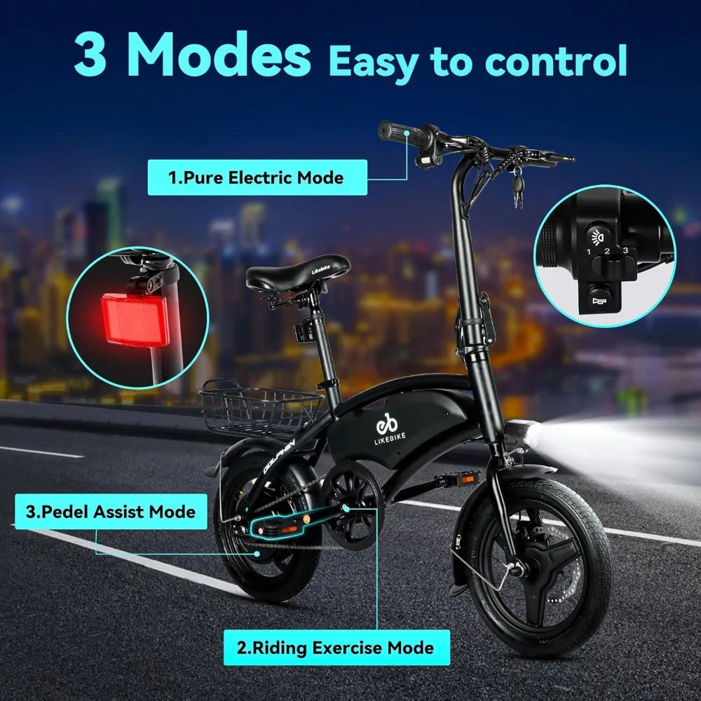 Dolphin Foldable Electric Bike for Adults 14" Electric Bicycles for Adults and Teens Peak 500W Motor 280.8Wh Battery