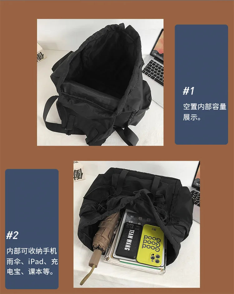 Black Nylon Waterproof Backpack Drawstring Shoulder Bag Men Travel Backpack Large Capacity Student School Bags мужской рюкзак 배낭
