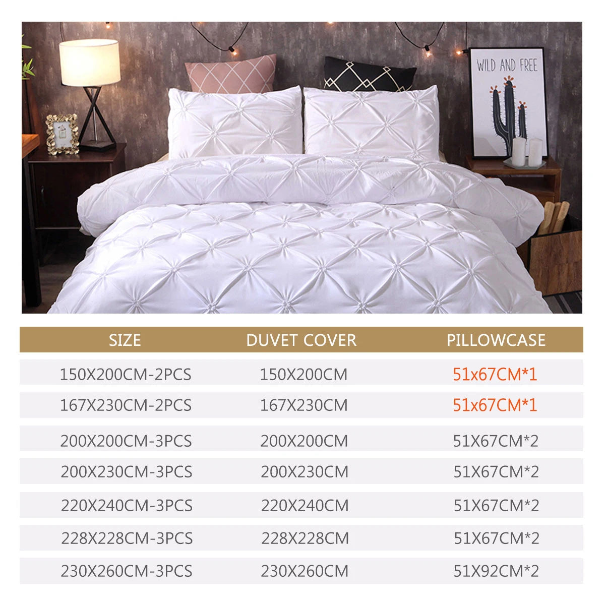 100% Egyptian Cotton Pinch Pleated Textured 3 Piece Duvet Cover with Zipper Closure & Corner Ties Bedding Set with Pillowcase