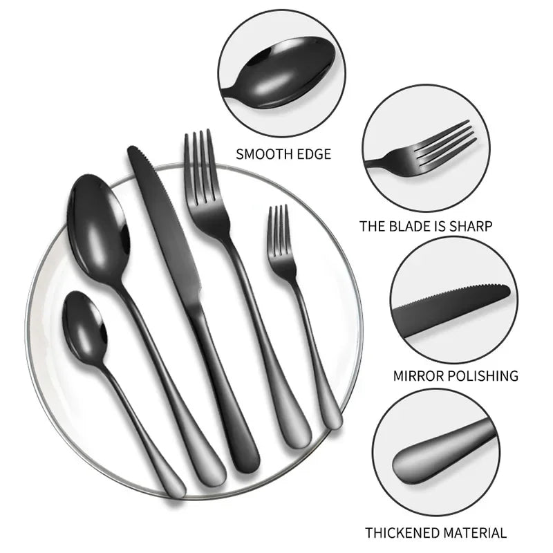 Luxury 48 PCS Silverware Set Stainless Steel Food Grade Mirror Polish Fork Knife Spoon Flatware Cutlery Tableware Set