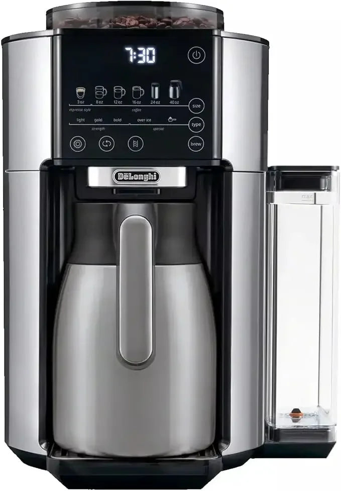 De'Longhi TrueBrew Drip Coffee Maker, Built in Grinder, Single Serve, 8 oz to 24 oz with 40 oz Carafe, Hot or Iced Coffee