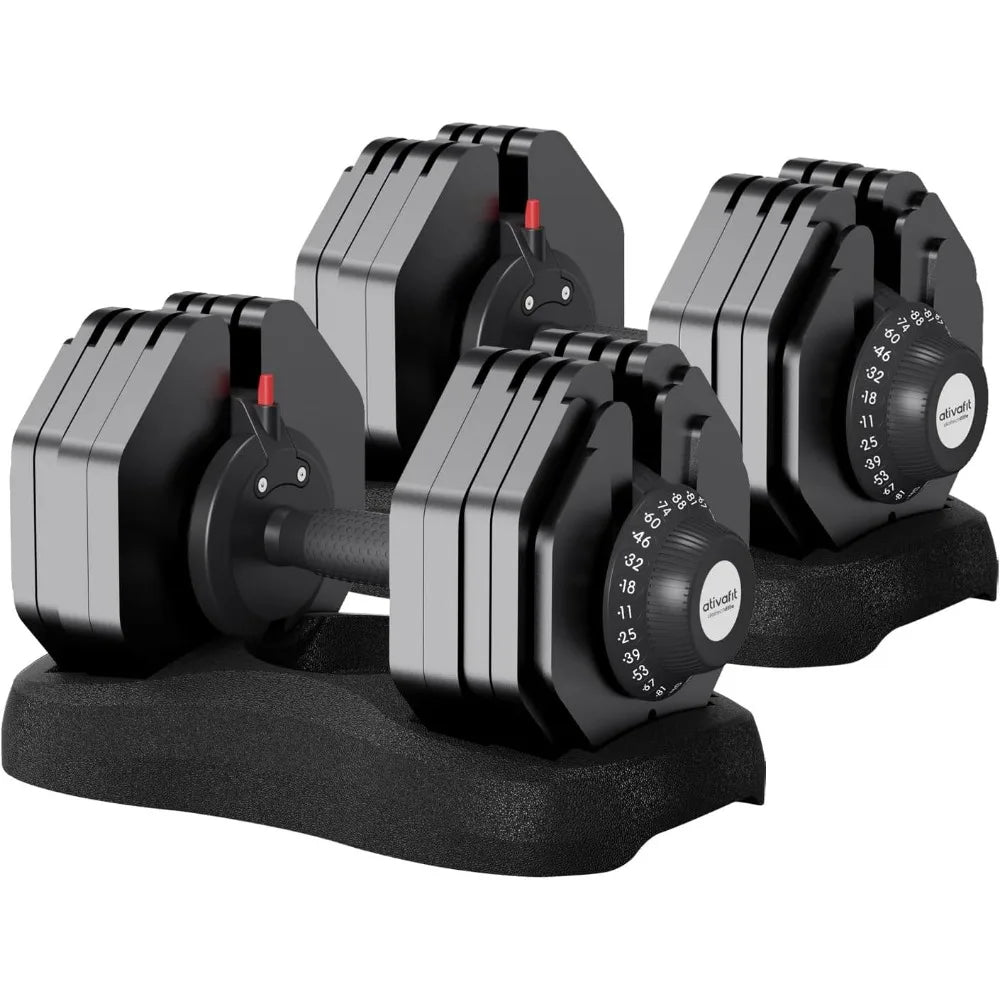 88LBS Adjustable Dumbbell Set with Anti-slip Handle 12 In 1 Quick Dial Adjustment Weights  for Full Body Home Gym Workout