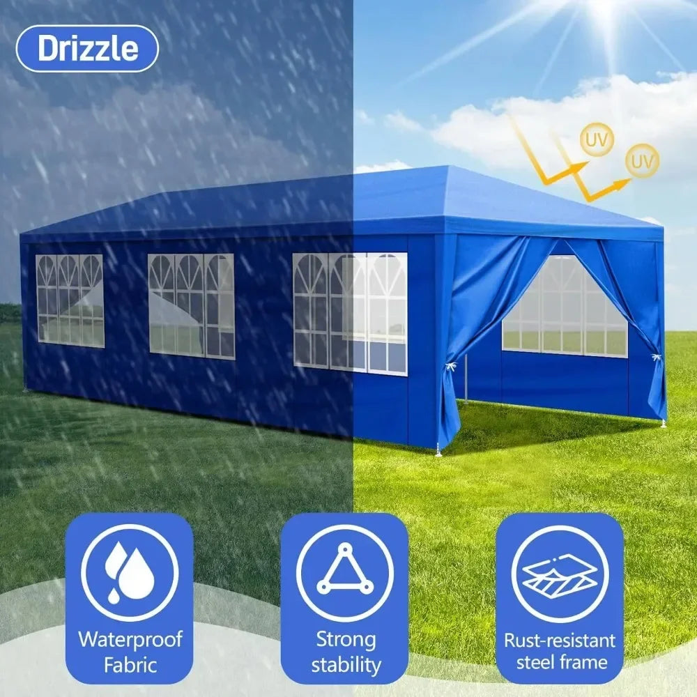 10x30 Outdoor Party Tent, Patio Canopy Tent Gazebo with Removable Sidewalls Instant Event Tent for Cater Events Wedding
