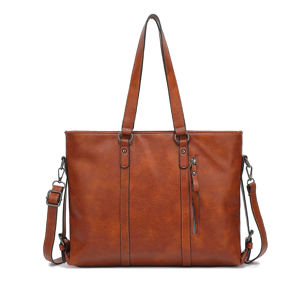 2PC Set Purses Tote Bag For Women, Handbags PU Leather Large Shoulder Bag,  Cow Pattern Work Bags With Multi-Pockets