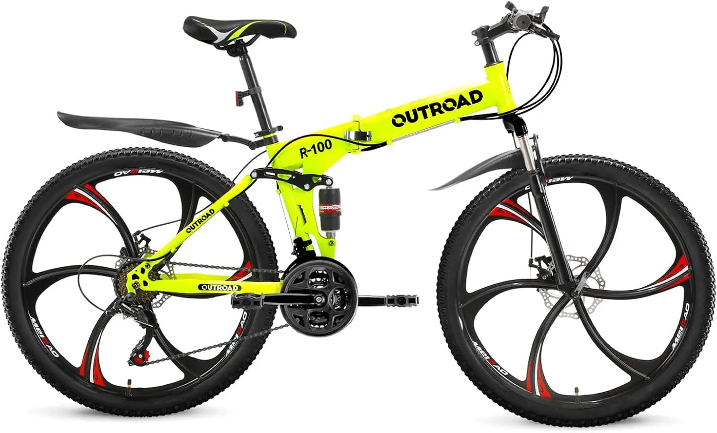 26 Inch Folding Mountain Bike, 21 Speed Full Suspension High-Carbon Steel MTB Foldable Bicycle, Dual Disc Brake Non-Slip Bikes