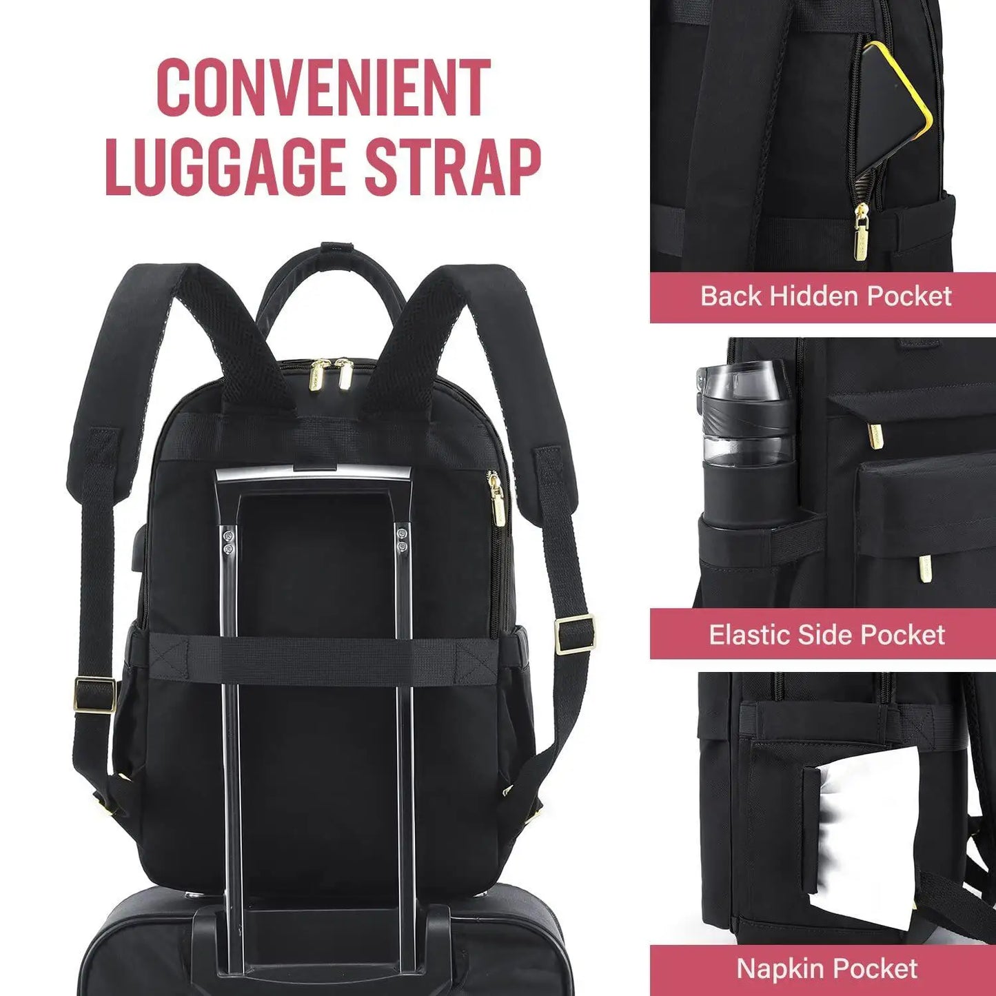 Fashion Travel Backpack Women USB Charging Laptop Lightweight Handbag School Bags For Girls Multifunctional Suitcase Backpacks