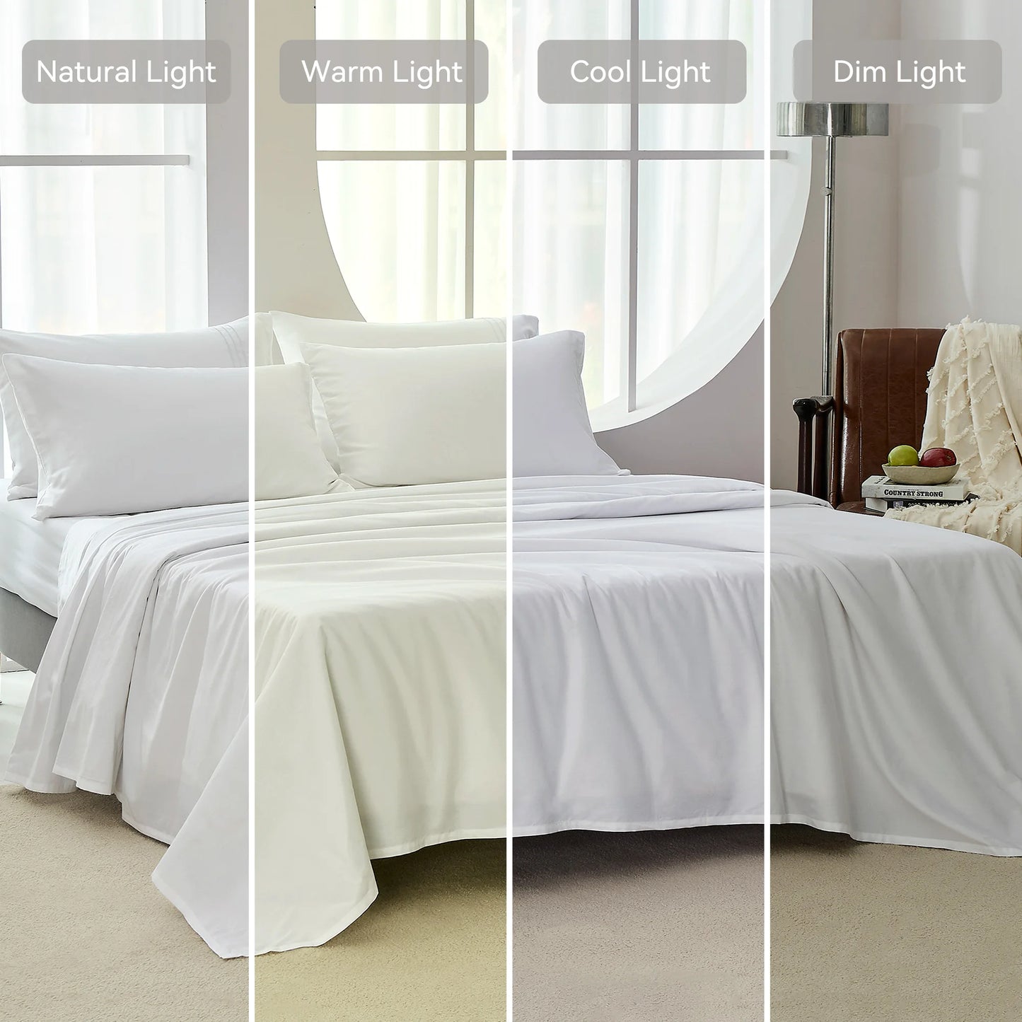 JELLYMONI Lyocell Cotton Sheet Set - 4 Pieces Ultra Soft Bed Sheets, Breathable and Moisture-Wicking Eucalyptus Bedding Set with
