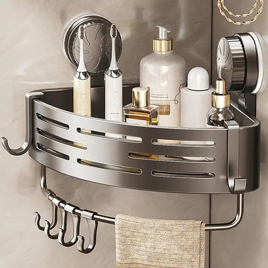 Bathroom Triangle Storage Rack Suction Cup Triangle Shower Shelf Rustproof Corner Shelf Bathroom Storage Rack Household Supplies