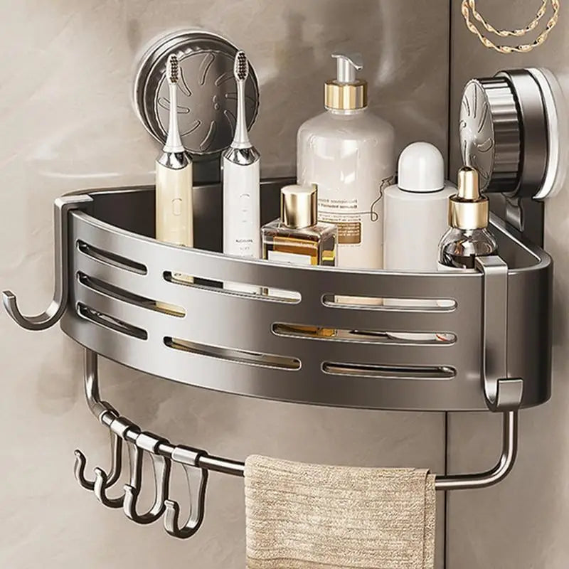 Bathroom Triangle Storage Rack Suction Cup Triangle Shower Shelf Rustproof Corner Shelf Bathroom Storage Rack Household Supplies