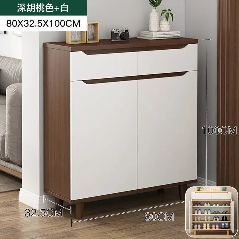 Living Room Large Capacity Shoe Cabinet Home Doorway with Clothes Rack Integrated Shoes Rack Clothing Storage Entrance Cabinet