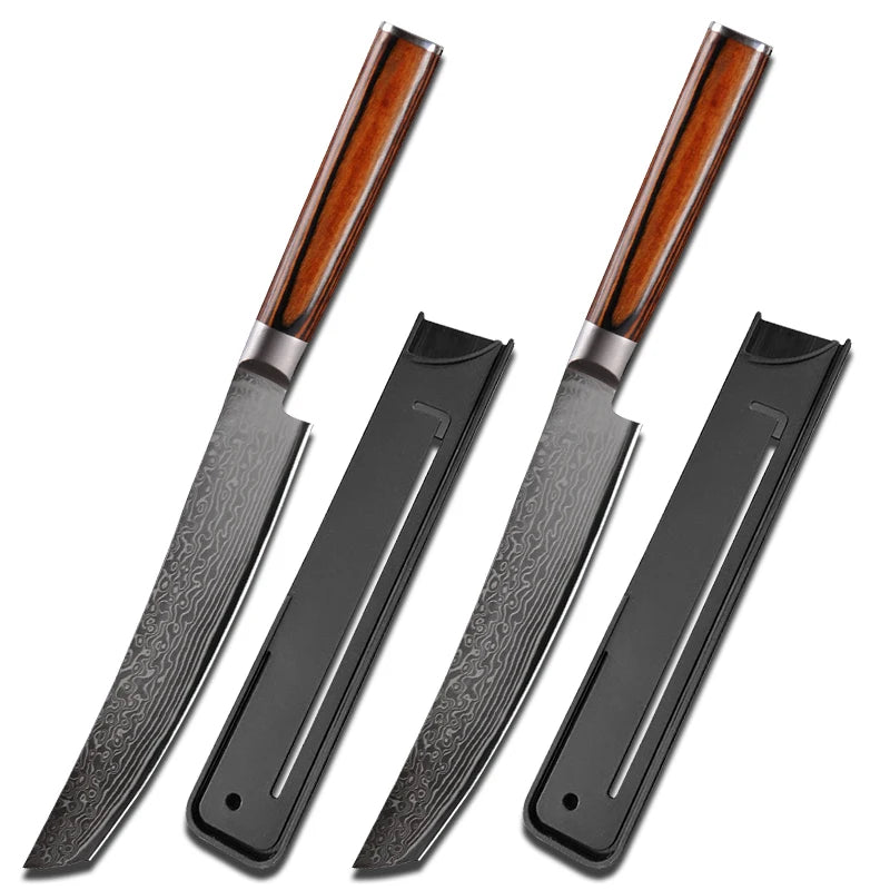 Damascus Steel Japanese Chef Knife Kitchen Meat Cleaver Slicing Boning Barbecue Cutting Sushi Knife Professional Cooking Tools