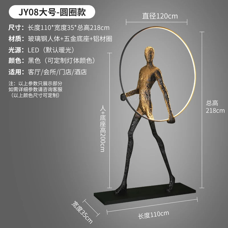 Humanoid Art Sculpture Fall Floor Lamp Living Room Light Luxury Design Sense Modern Creative Modeling Floor Lamp