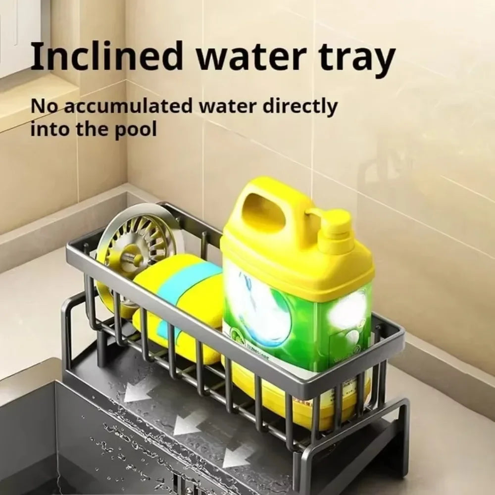 Kitchen Sink Drain Rack Organizer ABS Plastic Self-draining Sink Shelf Soap Sponge Holder Dishcloth Towel Rack Filter Basket