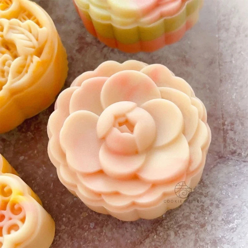 Camellia Flower Mooncake Press Mold Cookie Stamps Chinese MidAutumn  Cake Makers Decoration Tool  DIY Cookie Cooki cutter steel