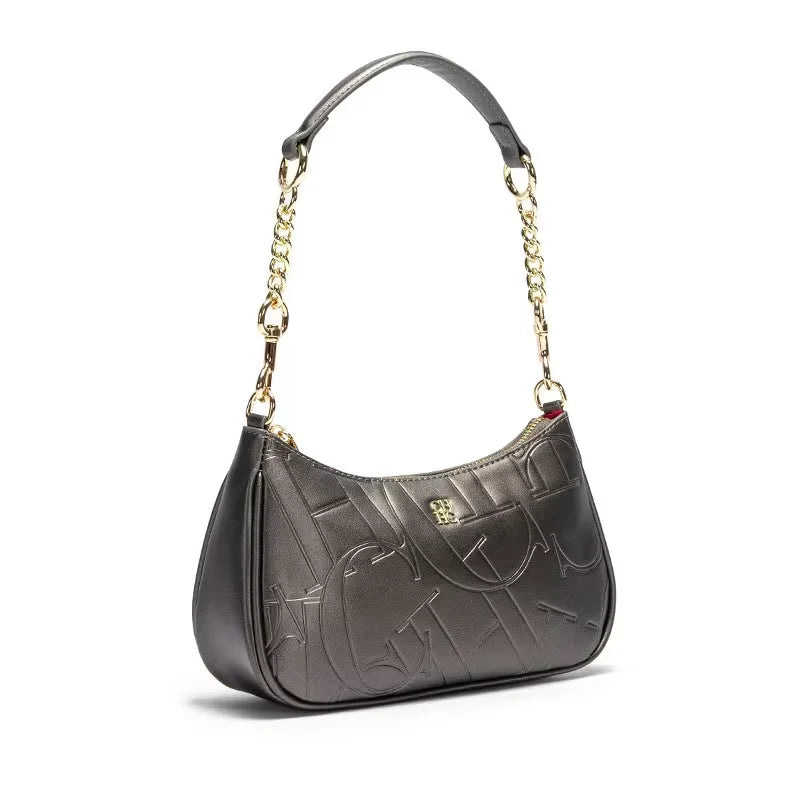 CH Luxury Brand Fashion Large Capacity Bent Moon Bag Women's Handbag Fashion Partition Durable Simple Shoulder Crossbody Bag