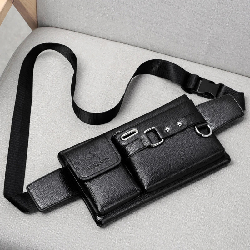 Brand Unisex Single-Shoulder Multi-Function Large-Capacity Waist Bag Men's Chest Bag Casual Messenger Bag Wallet