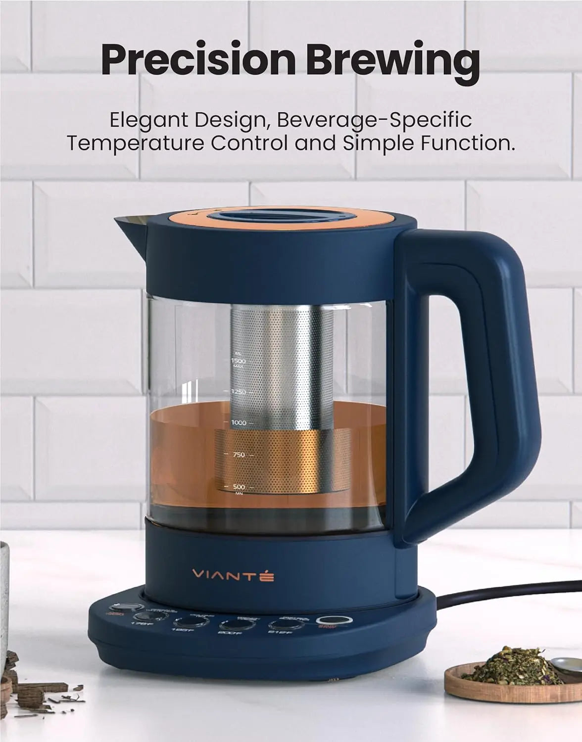 Hot Tea Maker With Temperature Control And Automatic Shut Off. 1.5 Liters Capacity | Midnight Blue Color