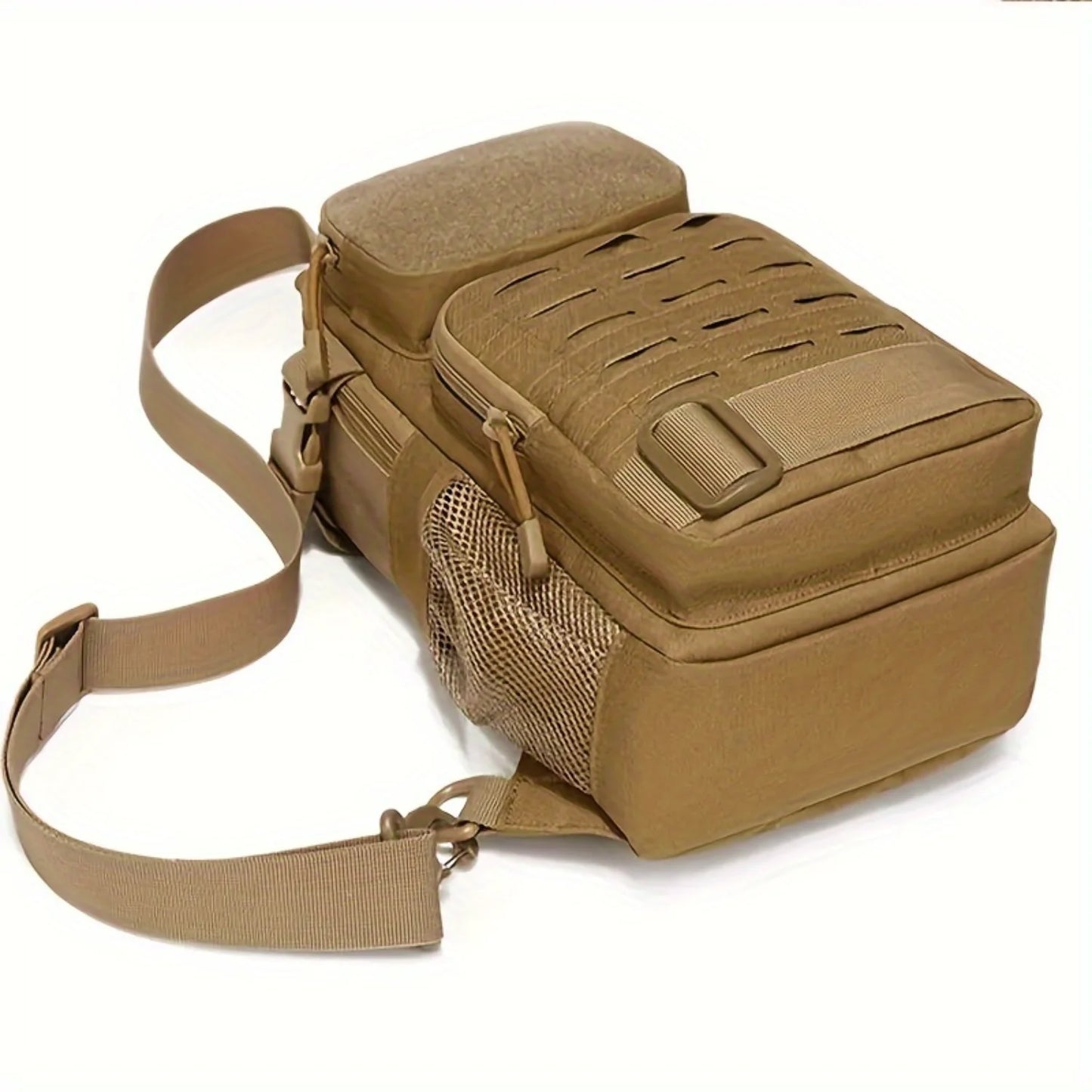 1pc Solid Color Chest Bag, Molle System Shoulder Backpack For Men And Women For Traveling, Hiking, Walking