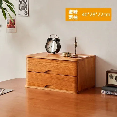 Multi-Layer Wooden Desktop Storage Boxes, Solid Wood Drawer File Organizer, Computer Heightened Rack, Office Storage Cabinet.