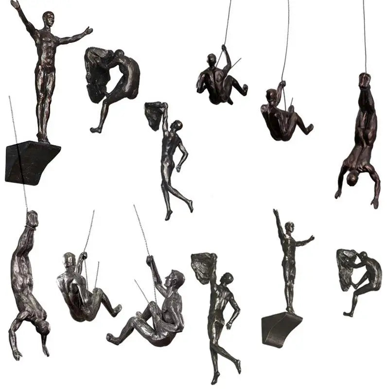 Climbing Athlete Man Art Sports Wall Hanging Ornaments Home Figures Miniatures Rock Climbing Man Resin Sculptures Statue