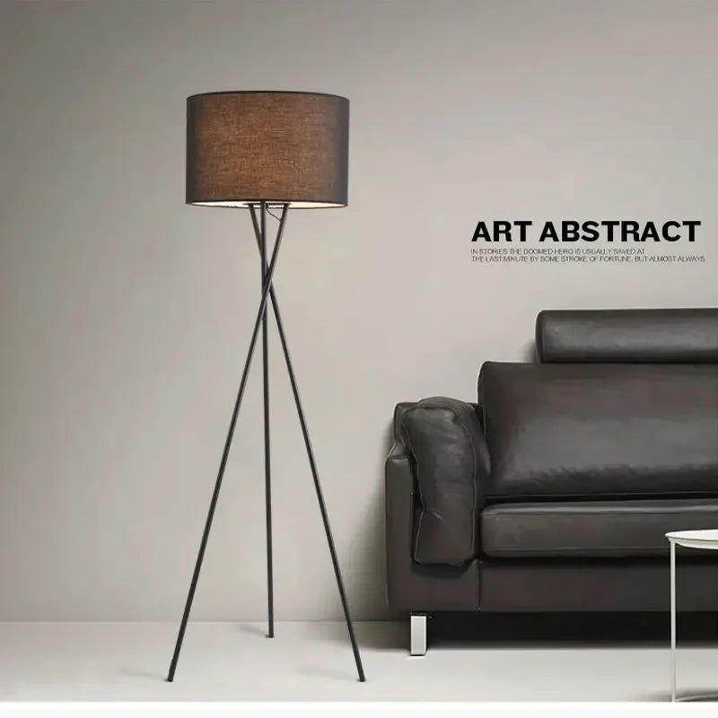 Fabric Led E27 Floor Lamp for Living Room Tripod Design Sofa Side Standing Lamps Bedroom Remote Control Dim Bedside Lights