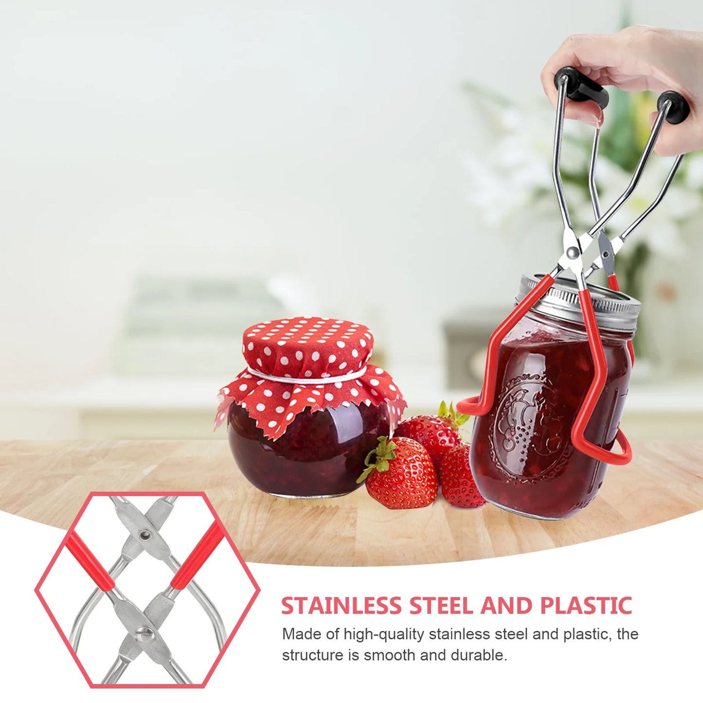 Lid Can Lifter Hand Opener Kitchen Accessories Key Chain Canning Lifting Tongs Red Plastic Mason Jars