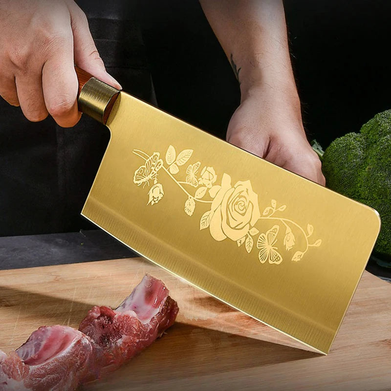 Titanium plated kitchen knives, professional chef knives, sharp bone knives,bacteria and corrosion resistant,kitchen accessories
