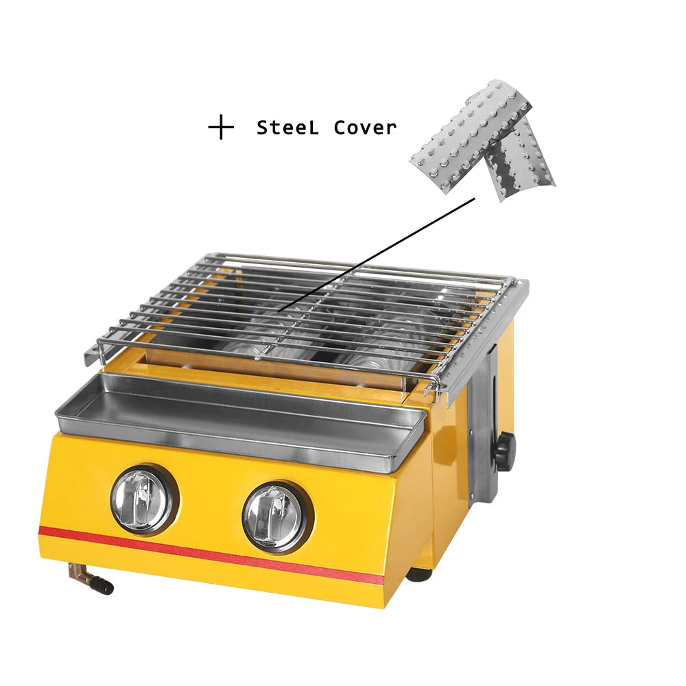 ITOP Small Portable 2 Burners BBQ Grill Gas LPG Griddle Barbecue Tools Adjustable Height For Outdoor Picnic Barbecue With CE