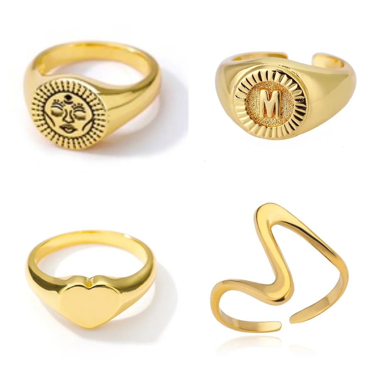 Aesthetic Rings For Women Vintage Stainless Steel Sun Face Punk Couple Ring Fashion Exaggeration Jewelry Gothic Accessories Gift