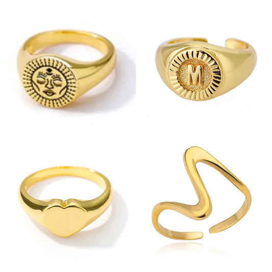 Aesthetic Rings For Women Vintage Stainless Steel Sun Face Punk Couple Ring Fashion Exaggeration Jewelry Gothic Accessories Gift