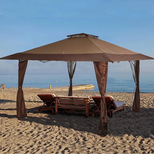 13X13 Patio Gazebo, Canopy Outdoor Canopy Tent, Easy Set-up Straight Leg Folding Instant Shelter for Beach, Party and Camping