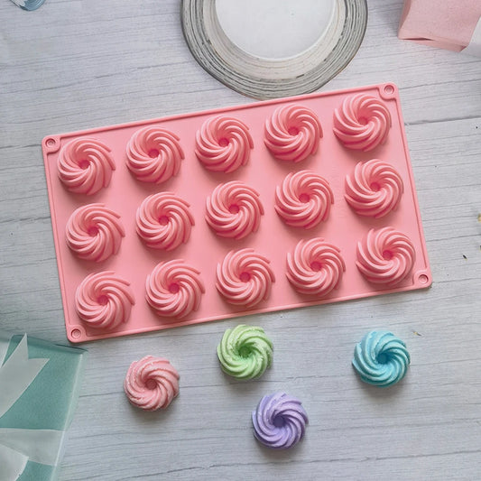 15 Holes Spiral Shape Silicone Cake Mold Mousse Dessert Baking Chocolate Donuts Bakeware Pastry Mould