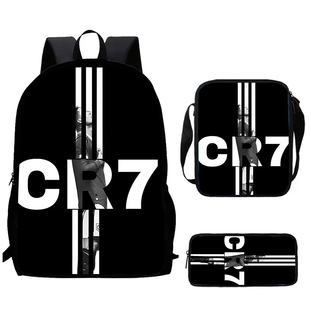 Cartoon C-CR7 Football-Stars Child School Backpack With Shoulder Bags Pencil Bags School Bags for Boys Girls Best Gift