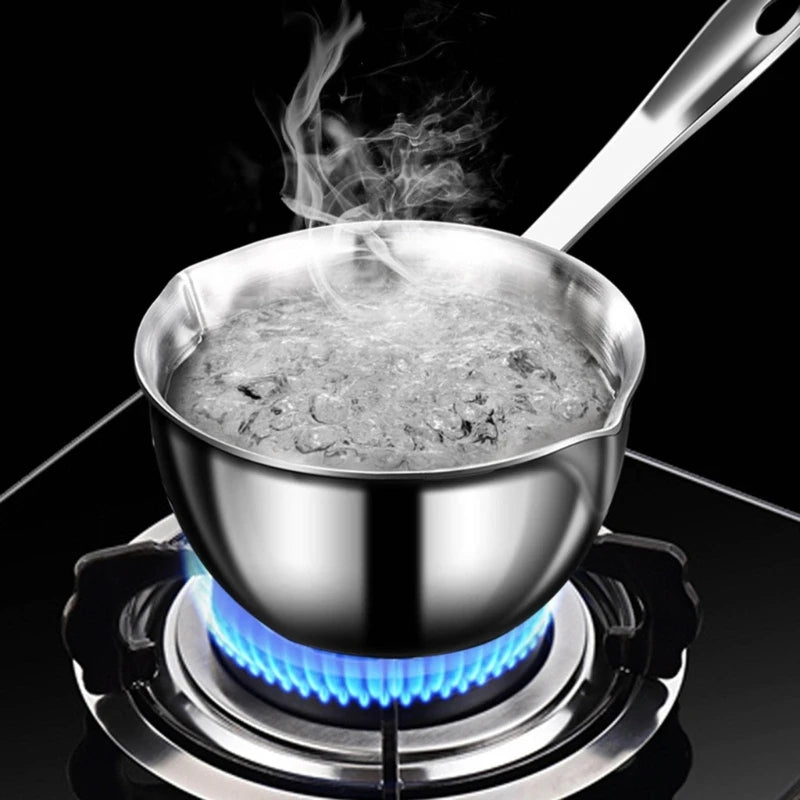 Long Handle Cooking Saucepan Small Soup Pot Flat Bottom Frying Pot Cookware Dropship