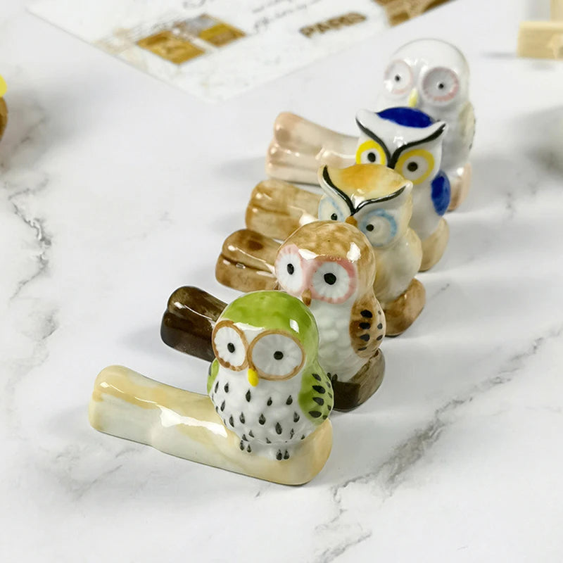 Cute Owl Ceramic Rack Chopsticks Stand Rest Knife Fork Holder Chinese Style Cutlery Chopstick Rest Kitchen Tools For Home Use