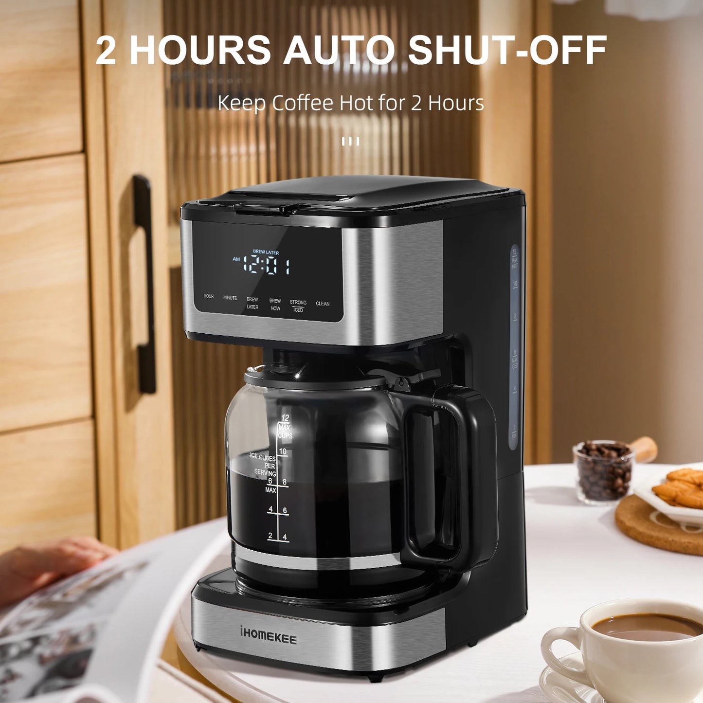 Programmable Drip Coffee Maker 12 Cup, Coffee Machine with Iced Coffee Function, Touch Screen, Regular & Strong Brew