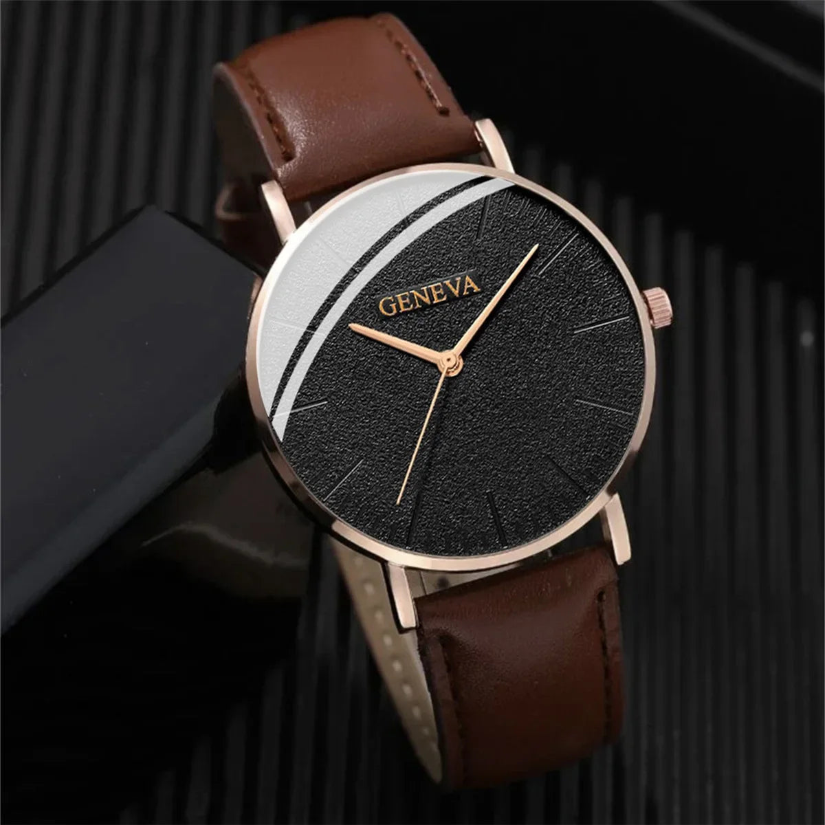 New Men Watch Luxury Bracelet Set Fashion Business Brown Leather Quartz Wrist Watches for Men Gift Set Relogio Masculino