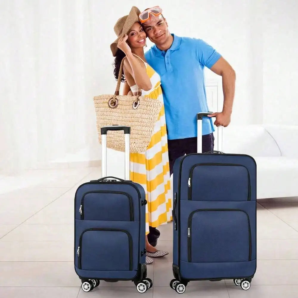 2 Piece Set Travel Luggage Lightweight Carry On Softside Suitcase Trolley 20"28"