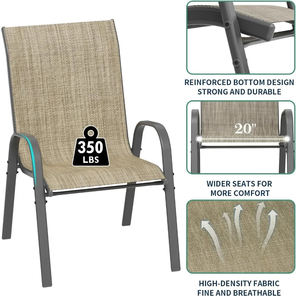 Patio Dining Chairs Set of 4, Outdoor Furniture Chairs, Breathable Seat Fabric and Alloy Steel Frame for Backyard, Porch, Garden