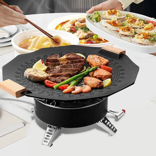35cm Korean Nonstick Frying Pan Outdoor BBQ Plate Camping Grill Pan Multifunctional Barbecue Grill Pan Frying Pan Fried Steak