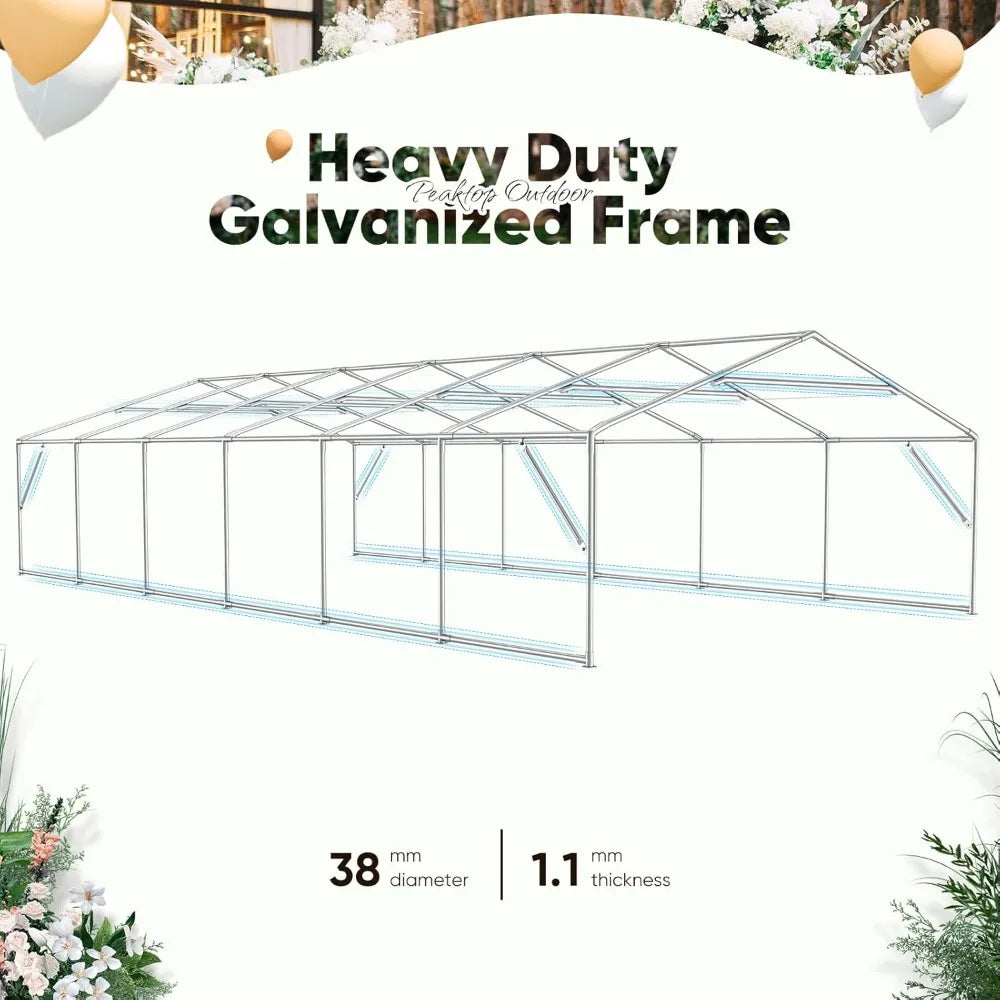 Party Tent, Heavy Duty Wedding Tents, Outdoor Gazebo Event Shelter Canopy with Carry Bags, 20'X40'