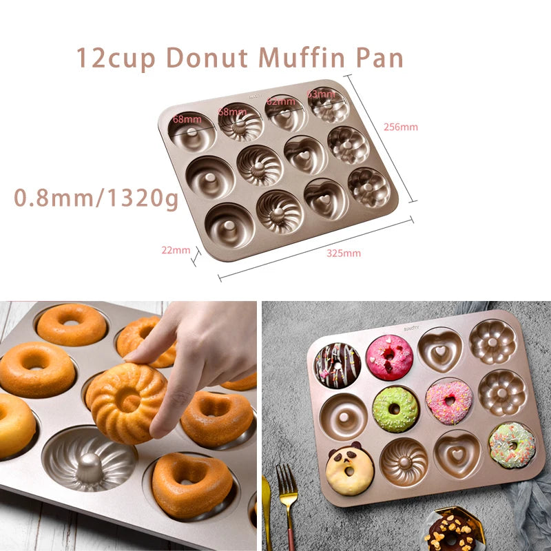 Puff Baking Pan Non-Stick Carbon Steel Cake Bread Buns Baking Ware Pan Mould Mold Tin Shape Tool Dishes for Bakeware